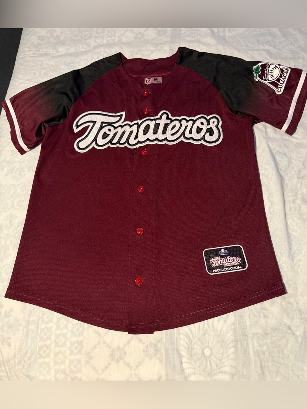TC burgundy and Black Tomateros de Culiacán Baseball Jersey size M